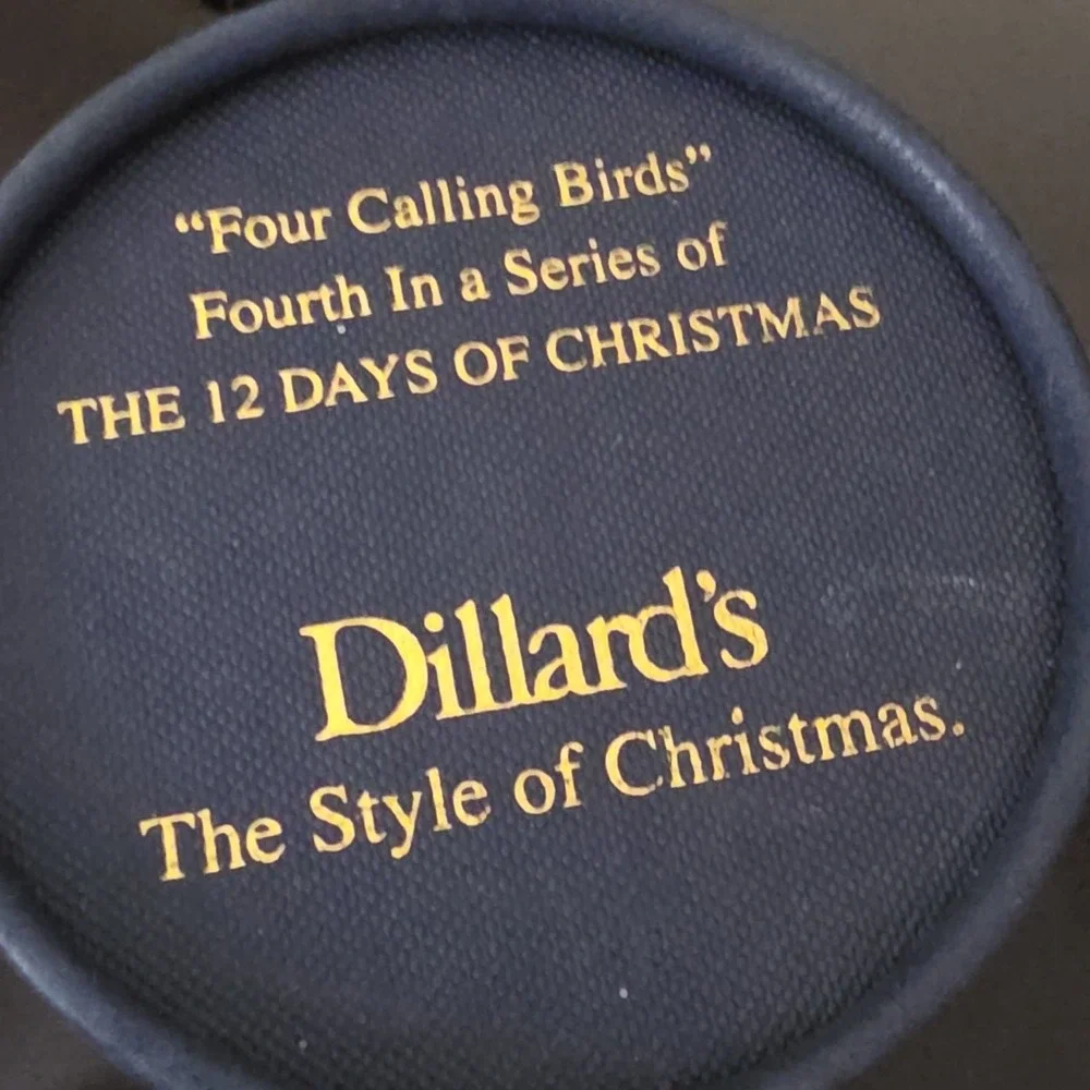 Dillard's Four Calling Birds Glass Bauble‎ 2010 Artist Christmas Ornament